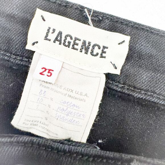 L'Agence Marguerite Skinny High Rise Noir Black Denim Jeans Size 25 - Picture 6 of 9